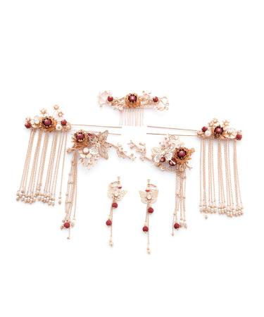 FRCOLOR Set of 7 Wedding Headpieces Wedding Hair Accessories Gold Hair Accessories Antique Bridal Hair Accessory Headpiece for the Bride Xiuhe Clothing M Alloy