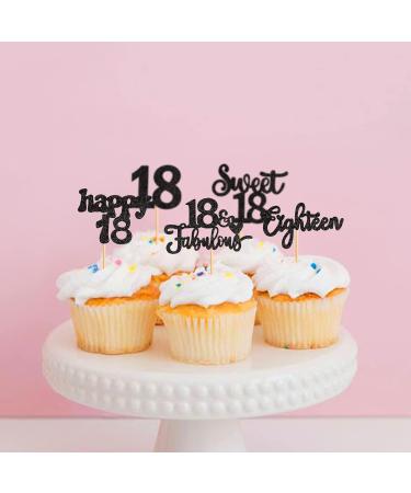 Keaziu 25 Pack 18th Birthday Cupcake Toppers Sweet 18 Happy 18th Cupcake Picks Eighteen 18 Fabulous Anniversary Birthday Party Cake Decorations Supplies Black 18 - Buy Online on GoSupps.com