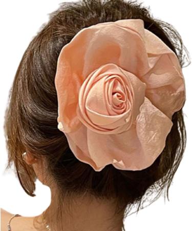 hgnxa Fabric Rose Flower Hair Claw Clip for Wedding Vintage Banana Barrettes n-Slip Jaw Clip Bride Hair Claw Ponytail Holder Pink - Buy Online on GoSupps.com