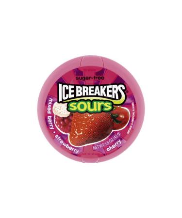 Mixed Berry Strawberry Cherry Sours - Sugar Free Ice Breakers Candy 42g (1 Supplied) Strawberry 42 g (Pack of 1)