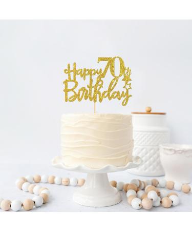 Gold Glitter Happy 70th Birthday Cake Topper Hello 70 Cheers to 70 Years 70 & Fabulous Party Decoration - Buy Online on GoSupps.com
