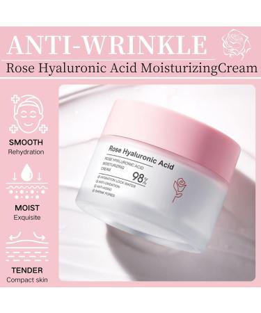 Rose Hyaluronic Acid Face Moisturizer for Women - Moisturiser Face Women - Anti Aging Face Cream - Face Cream with Rose Extract and Hyaluronic Acid - Skin Lightening Cream with Light Texture - Buy Online on GoSupps.com