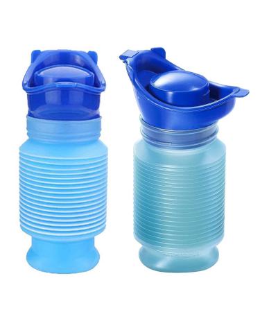 Set of 2 Portable Travel Urinal, Collapsible Urinals for Men and Women, Reusable Kids Potty, Personal Pee Bottle for Outdoor Camping, Long Road Trip and in Traffic Blue 02