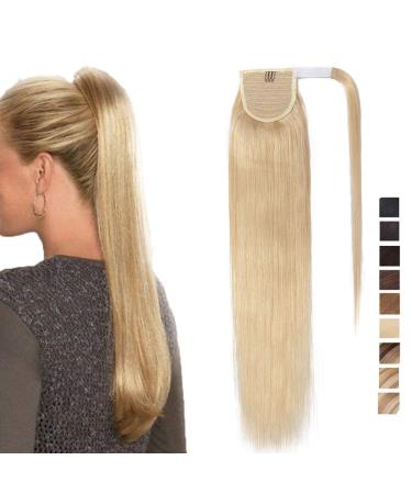 SEGO Ponytail ponytail hairpiece braid extensions hair extension clip in pony human hair remy hair piece light blonde 14"(35cm)-70g