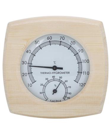 Natudeco Wooden Thermo Hygrometer Thermometer Hygrometer Indoor Thermometer for Bathroom Sauna Room Accessories Sauna Accessories