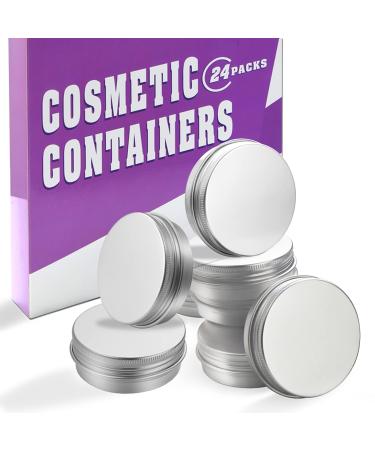 2 oz/60ml 24 Pack Aluminum Balm Tins For Pill Storage, Jar Containers with Screw Thread Lid for Lip Balm, Cosmetic, Candles, Aluminum Tin Cans Containersor for Salve and Spices