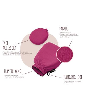 Renaissance Glove - Vegan Body Exfoliating Mitt & Face Scrubber by Daniele Henkel | 100% Natural More Effective than Loofah & Scrubs | Royal Magenta | International Shipping - Buy Online on GoSupps.com