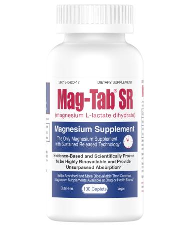 Extended Release Magnesium Lactate Delivery for 10x Better Absorption-100 Ct Mag-Tab SR (Sustained Release) Magnesium-Helps Support Sleep  Muscle Cramps  Magnesium Deficiency Health Issues