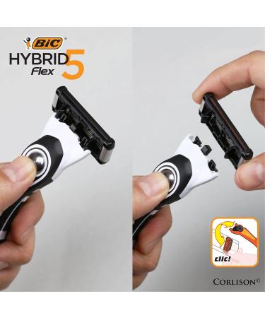 BIC Hybrid 5 Flex Men's Razor with 5 Blades Aloe Vera & Vitamin E - Includes 4 Refills & Precision Trimmer - Buy Online on GoSupps.com