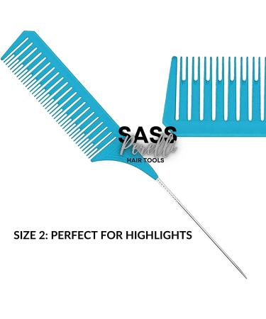Sassperelli Pastel Highlighting Combs 3 Pack with Premium Alligator Clips - Ideal for Balayage & Foils - Buy Online on GoSupps.com