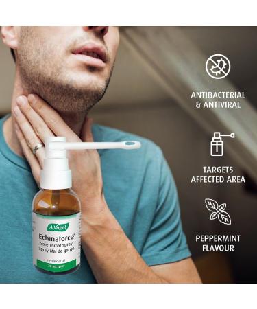 A.Vogel Echinaforce Sore Throat Spray Fast Acting Relief | Antibacterial | Clinically Proven | Fast-Acting Treatment for Pharyngitis Tonsillitis Soreness and Hoarseness | Organically Grown Echinacea Purpurea Herb Tincture | Vegan and Cruelty-Free | 30mL - Buy Online on GoSupps.com