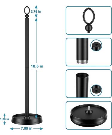 ROLABAM Heavy Weighted Toilet Paper Holder with Reserve Function - Matte Black Stand for Bathroom - 22.5 Total Height - Buy Online on GoSupps.com