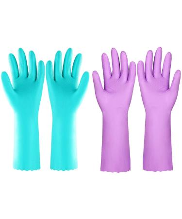 Eygood rinse gloves with cotton inner lining Cleaning gloves latex -free Washing gloves Reusable kitchen gloves waterproof household gloves for cleaning work (2 pairs) m (2 -pack)