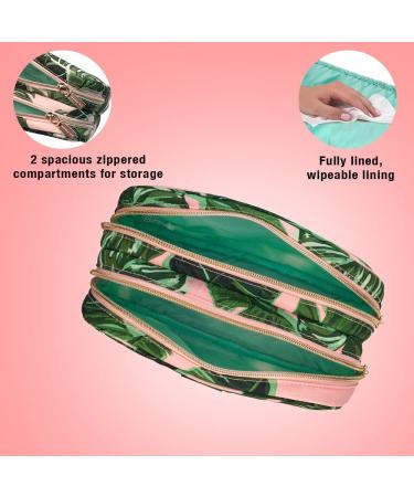 Conair Large Double Zip Makeup Bag | Pink Palm Print Toiletry & Cosmetic Bag for Home & Travel - Buy Online on GoSupps.com