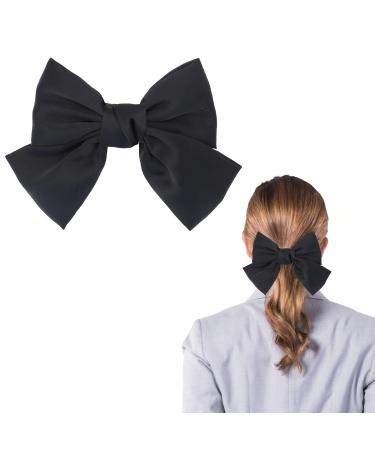Black Bow Hair Clip Hair Barrettes Solid Color Soft Satin Silky Hair Bows French Hair Hairpin Hair Accessories for Women Girls A6-DHDJFQ