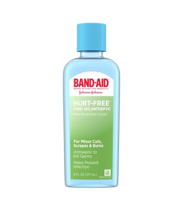 Band Aid Brand First Aid Hurt-Free Antiseptic Wash Treatment to Clean Wounds Relieve Pain & Kill Germs with Benzalkonium Cl Wound Antiseptic & Lidocaine HCl Topical Analgesic 6 fl. oz (Pack of 6) 6 Fl Oz (Pack of 6)