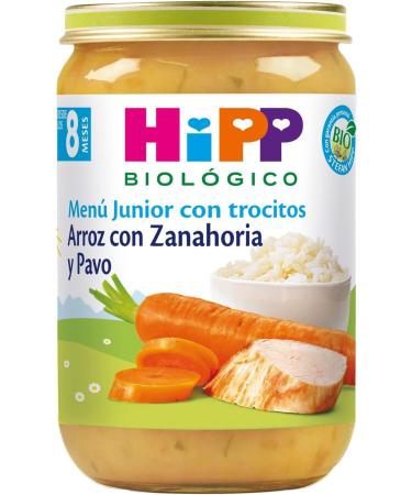 HiPP Biol gico - Organic Carrot and Turkey Rice Pot - Junior Menu with Small Pieces - 220g - Organic Ingredients