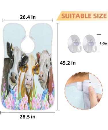 Beard Bib Apron for Men - Non-Stick Waterproof Hair Catcher Cape | Ideal for Shaving & Grooming - Cow Butterfly Flower Design - Buy Online on GoSupps.com