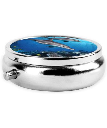 Killer Whale Round Pill Box | 3 Compartment Travel Medicine Organizer | Mini Decorative Pocket Purse for Vitamins & Tablets - Buy Online on GoSupps.com