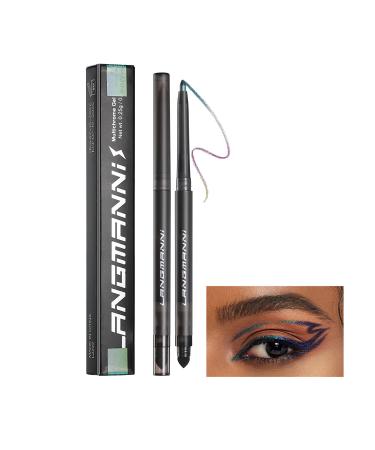 BIOKUSY Multichrome Eyeliner Pencil  Chameleon Metallic Glitter Gel Eyeliner  Green Purple Color Shifting  Waterproof Smudge Proof Graphic Eye Liner Makeup (Peacock A)