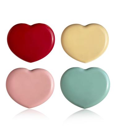 4 Pack Colored Contact Lens Cases Cute Candy Hearts Contact Lens Case With Mirror Kit Portable Outdoor Storage Kit Colored Contact Lenses for Travel&Home(Pink Yellow Red Blue) Colours 4
