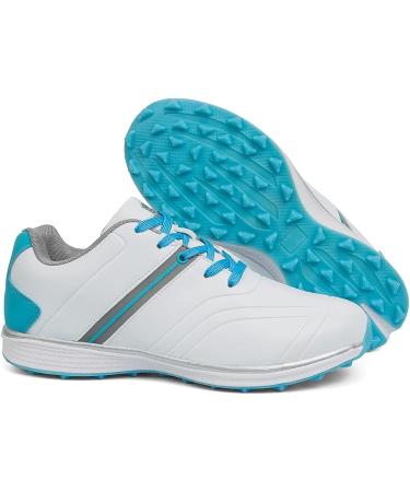 Ifrich Waterproof Spikeless Golf Shoes Women's 7.5 White Blue | Lightweight & Comfortable - Buy Online on GoSupps.com
