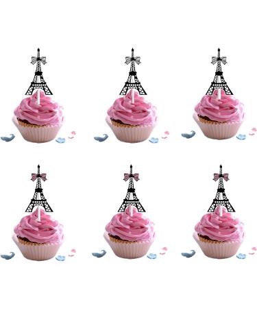 18pcs Eiffel Tower Cupcake Toppers for Girl Lady Women Paris Party Supplies Glitter Paris Cake Topper Decorations Birthday French Themed Party Decorations - Buy Online on GoSupps.com