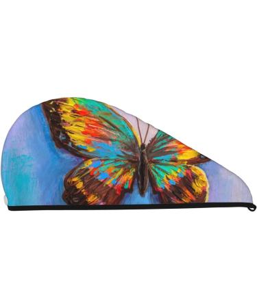 Oil Painting Butterfly Microfiber Hair Towel | Soft Absorbent Wrap for Women Quick Dry Coral Velvet for Long Curly & Thick Hair - Buy Online on GoSupps.com
