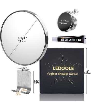 Magnetic Adsorption Fogless Shower Mirror with Razor Holder - 6.7' Shatterproof, Chrome Finish, Handheld - SEALANT FIX - Buy Online on GoSupps.com