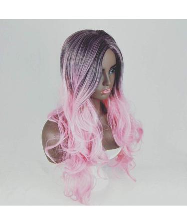 BGHJUE Ms Liu Hai Pink Gradient Long Curly Wig - Heat Friendly Grandma Ash Color - Buy Online on GoSupps.com