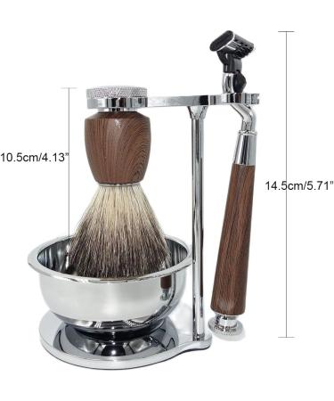 HRTC Men's Shaving Brushes Set - 3 Natural Roof Hair with Stainless Steel Foam Cup - 13x14cm Silver | Premium Grooming for Men - Buy Online on GoSupps.com