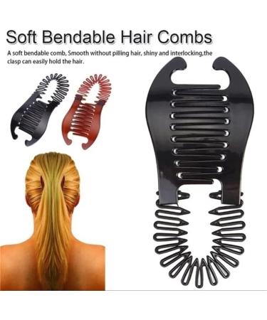 3Pcs Brown Banana Clips for Thick Hair - Soft & Flexible Hair Combs for Women - Ponytail Holder & Hair Accessories - Buy Online on GoSupps.com
