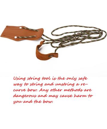 LWANO Archery Recurve Bow Stringer Tool - Nylon Rope & Leather - Brown - Buy Online on GoSupps.com