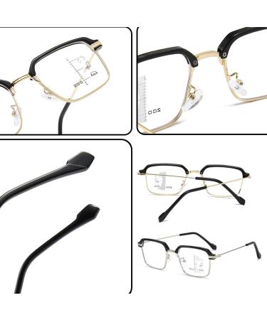Progressive Multifocus Reading Glasses for Men - Trendy Large Frame Blue Light Blocking & Anti-Glare 1.5x Silver Readers - Buy Online on GoSupps.com