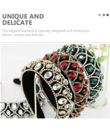 Lurrose Crystal Hair Hoop Baroque Headband Rhinestone Headband Padded Lining Wide Hair Hand Girl Headdress Wedding Costume for Women Kids (Golden) Rhinestone Baroque Headband - Buy Online on GoSupps.com