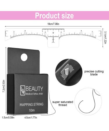Kalolary Eyebrow Mapping String for Microblading with 100Pcs Ruler - Pre-Inked, Ultra-Thin, 10M Disposable String for Symmetrical Eyebrows - Buy Online on GoSupps.com