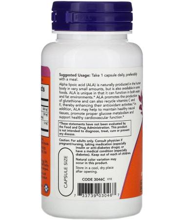 NOW Foods - Alpha Lipoic Acid 600 mg. - 60 Vegetable Capsule(s) - Buy Online on GoSupps.com
