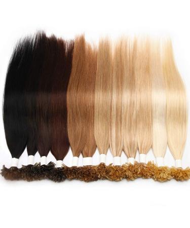 Buy Real Hair Extensions - Keratin U-Tip Bondings 100 Strands Medium Brown #4 18 (45cm) - Premium Quality Human Hair - Buy Online on GoSupps.com