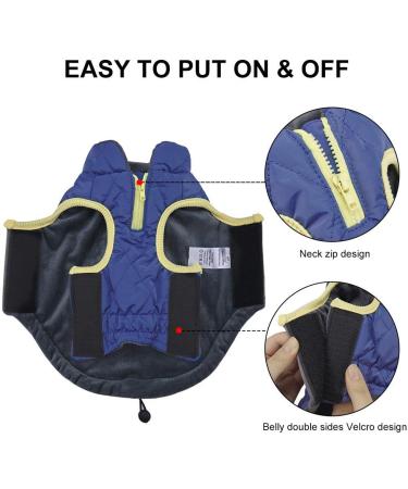 Docio XL Dog Winter Coat Cotton Padded Jacket with Crawl Bag for Small Dogs Dark Blue Vest (1 Pack) - Buy Online on GoSupps.com