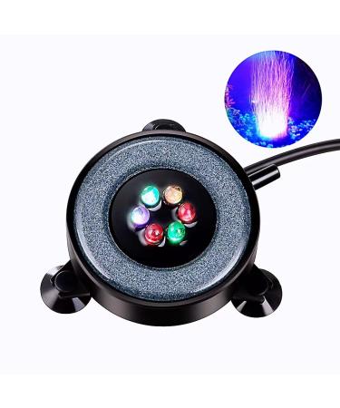 Aquarium Air Bubble LED Light Aquarium Air Stone Disk Kit Fish Tank Air Bubbler Decoration 6 Color Changing (Pump not Included)