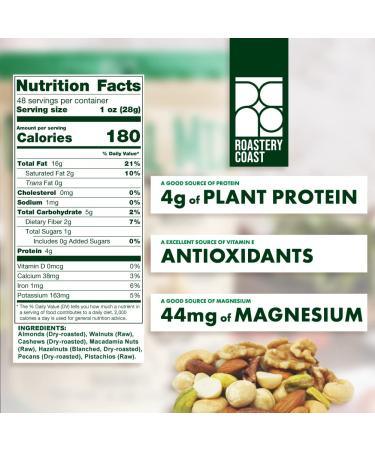 Roastery Coast Daily Nuts Healthy Mix Bulk | 3 LB Pouch | Assorted Nut Snack Mix - Original Blend - Buy Online on GoSupps.com