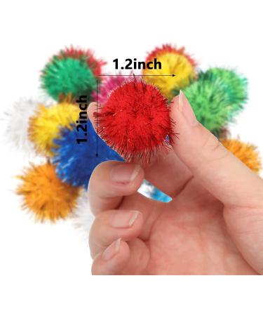 120 Assorted Color Cat Toy Balls - Interactive Furry Pom Pom Balls for Cats - Christmas Party Toy Balls - 1.2 x 1.2 Inch - Buy Online on GoSupps.com