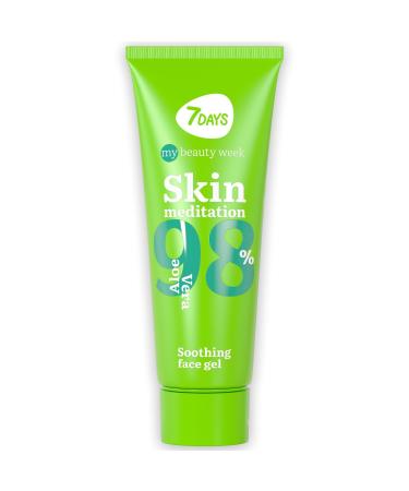 7DAYS Aloe Vera Soothing Gel with Tea Tree Extracts | Hydrating 98% Aloe Vera Face and Body Gel for Deeply Moisturizing and Deep Pore Cleansing for All Skin Types 80 ml