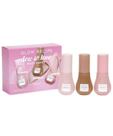 Glow Recipe Skin Care Set Dew & Hues Must-Haves - Limited Edition Travel Size Gift Set with Niacinamide Dew Drops Hue Drops Sun Glow & Rosy Glow (15ml Trio)