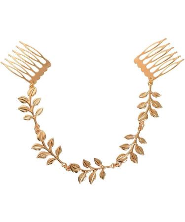 Yueton 2pcs Fashion Ladies Athena Olive Branch Tassel Leaf Hair Clips - Bride Headwear Boho Headbands - Buy Online on GoSupps.com