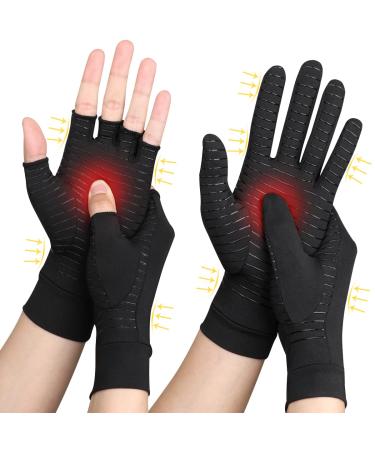 Normers Copper Compression Arthritis Gloves (2 Pairs) Fingerless & Full Finger Medical Compression Gloves for Men & Women Hand Braces & Support with Non-Slip Silicone Strip for Carpal Tunnel Edema X-Large