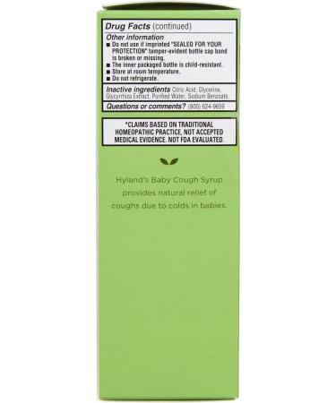 Hyland's Baby Natural Cold Medicine Cough Syrup - 4 Fl Oz Daytime Relief for Infant and Baby Coughs - Buy Online on GoSupps.com