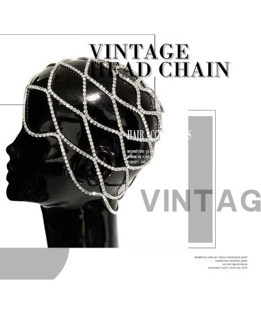 Crystal Head Chain - Silver Cap Party Rhinestone Flapper Hairpiece - Buy Online on GoSupps.com