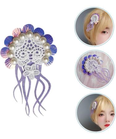 Beaupretty Fake Jellyfish Hair Clip Vocation Hair Sea Shell Pearl Hair Clip Bridal Side Clip Hair Barrettes for Women Hair Ties Holders Girl Hairpin Ocean Vacation Octopus Purple Faux Pearls - Buy Online on GoSupps.com