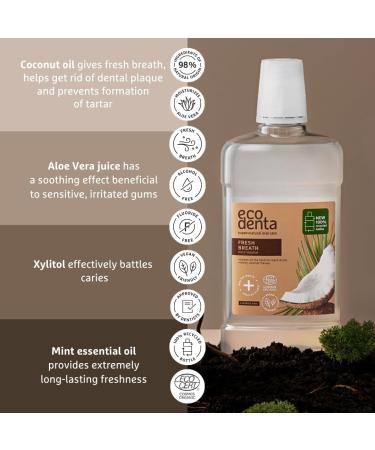 Ecodenta Certified Anti-Plaque Oral Hygiene Organic Cosmetic Kit 75 ml and Alcohol-Free Coconut Bath Fights Bad Breath 500 ml I Anti-Plaque Oral Care - Buy Online on GoSupps.com